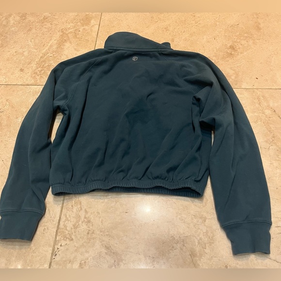 EUC Born Primitive Crop Sweatshirt Top S Athleisure Casual Green Quarter Zip - Picture 3 of 3